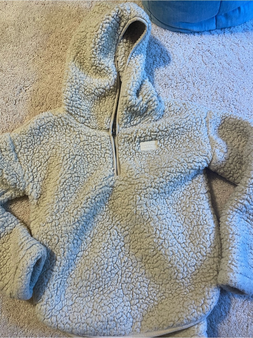 abercrombie kids Cream Sherpa Half-Zip Hoodie